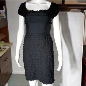 Max studio small stretchy knit ruffle mini cocktail Little Black dress s